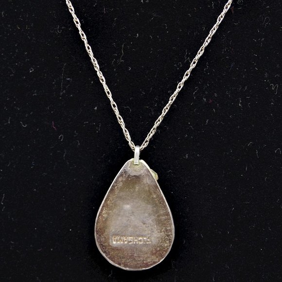 F Cheama Vintage Zuni Sterling Silver Pendant Necklace Turquoise and Coral - Picture 5 of 7